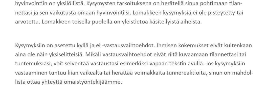 Kuinka Sinä voit -lomake omaiselle
