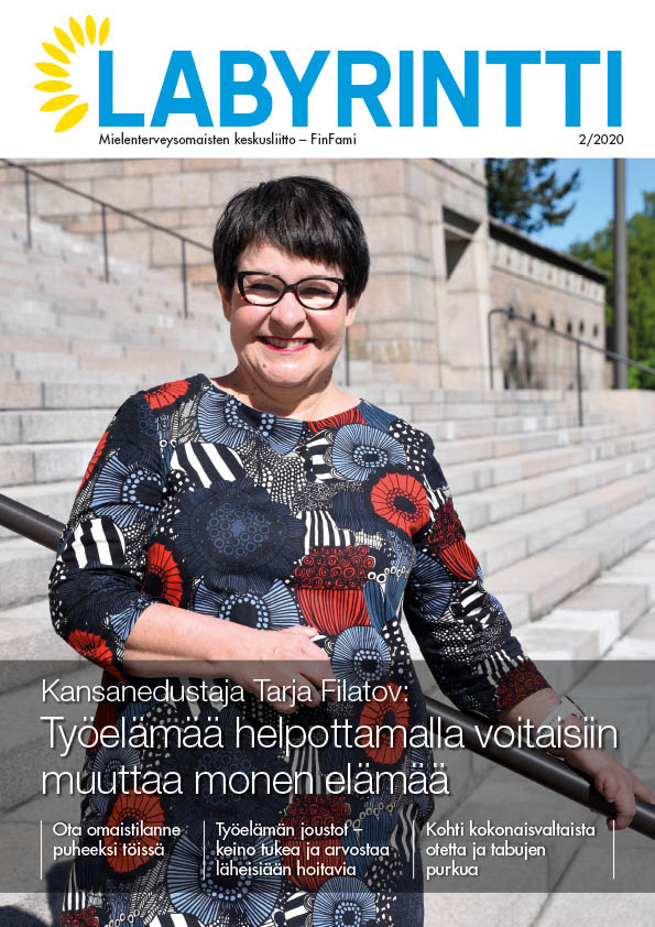Labyrintti 2/2020 kansi kuvassa Tarja Filatov_kuva Marika Finne