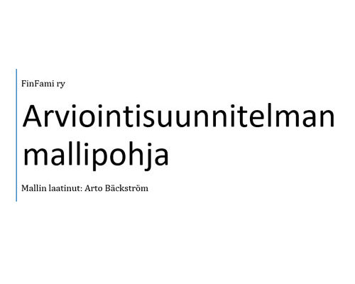 Arviointisuunnitelman mallipohja