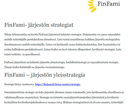FinFamin strategiat perehdytyksen tukena