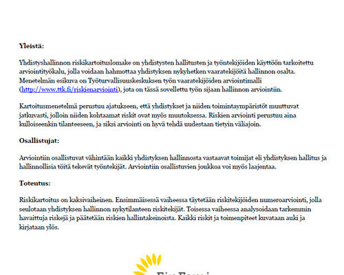 Yhdistyshallinnon riskikartoituslomake